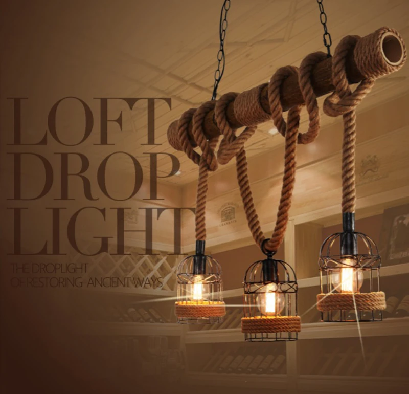 Винтаж Corde de Chanvre Pendentif Lumiere AC90-260V E27 Лофт креативный PersonnalIndustrielle пендентиф лампе для ресторана Caf