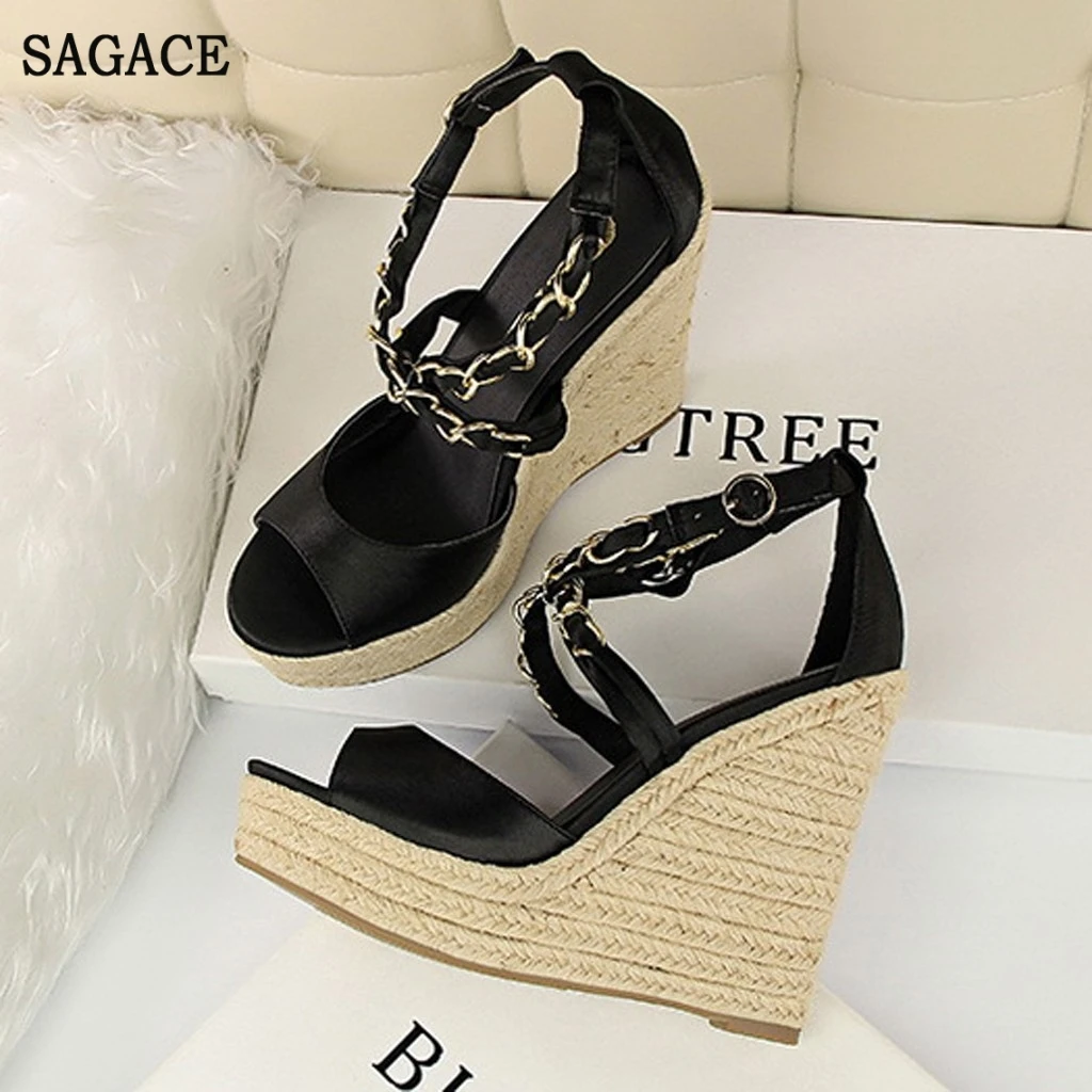 SAGACE/Модная женская льняная веревка сандалии с перекрестными ремешками женские