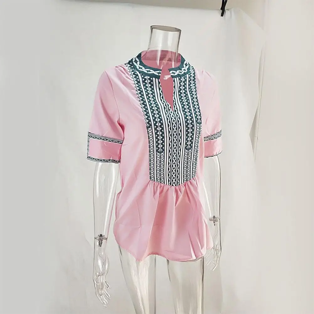 Женская полосатая блузка Yfashion Повседневная большого размера в этническом стиле
