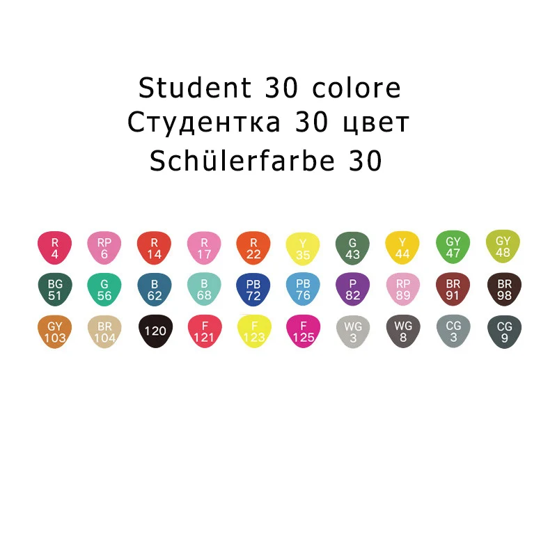 Student 30 colors TOUCHNEW 30/40/60/80/168 Цвета эскиз Маркеры Ручка на спиртовой основе маркер-Кисточка Комплект лучше всего подходит для рисования манга анимация товары для рукоделия - Цвет: Student 30 colors