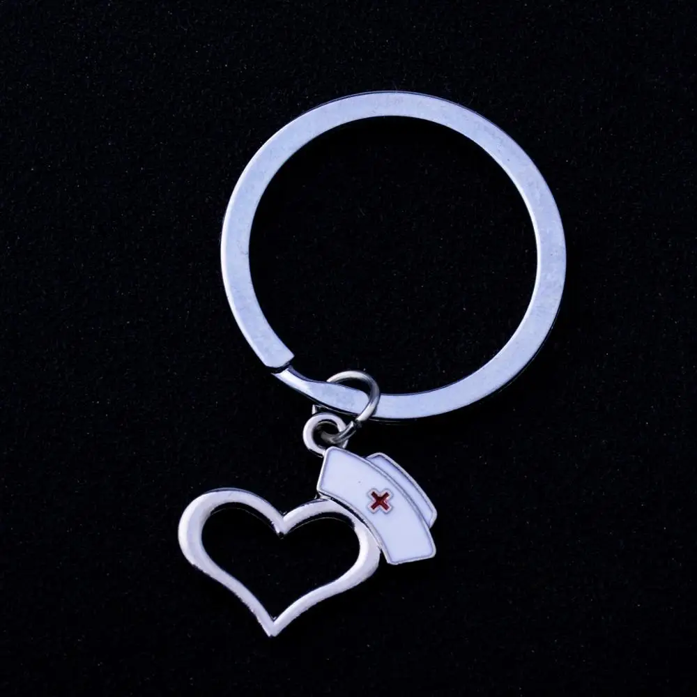 12PC Wholesale Love Heart Cap Keyring Medical Key Ring Charm Nurse Graduation Gift Women Men School Keychain Family Friend | Украшения и