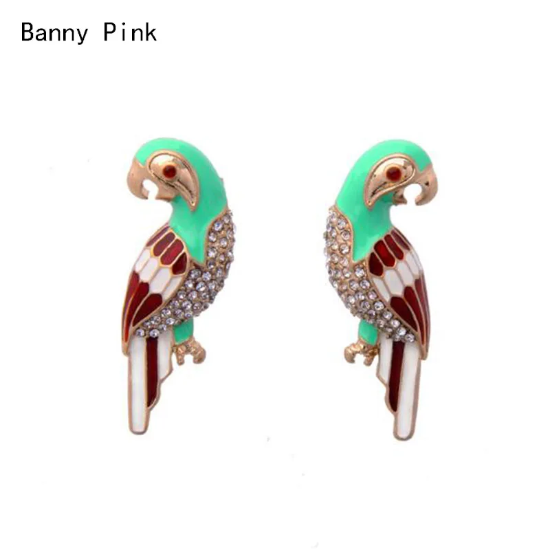 Женские серьги-гвоздики из сплава с подвеской в виде птицы серьги ручной работы