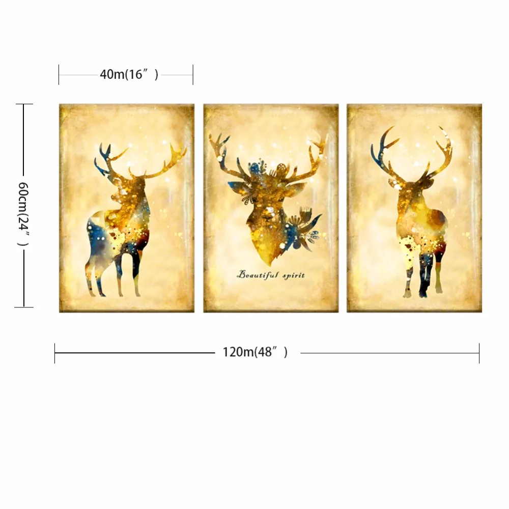 3 шт. парусиновые картины с принтом в скандинавском стиле лося настенная