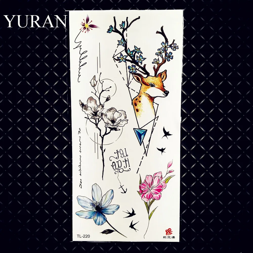 Акварель лося олень Поддельные Временные татуировки милый стикер тело искусство