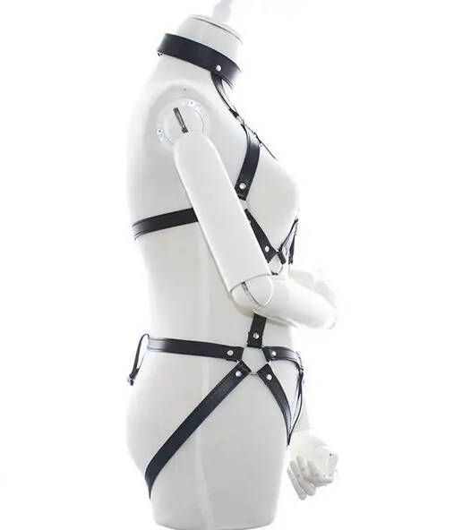 Хит продаж металлическая кожаная портупея через шею сексуальный бондажный