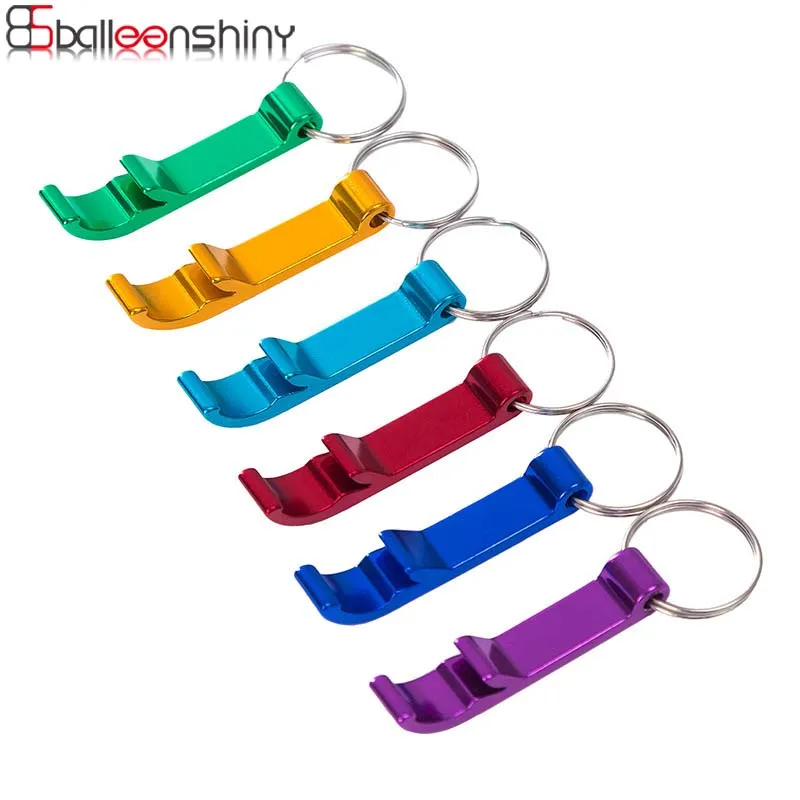 

BalleenShiny 2pcs Mini Keychains Beer Bottle Opener Portable Aluminum Drink Glass Bottle Opener Kitchen Bar Color Random