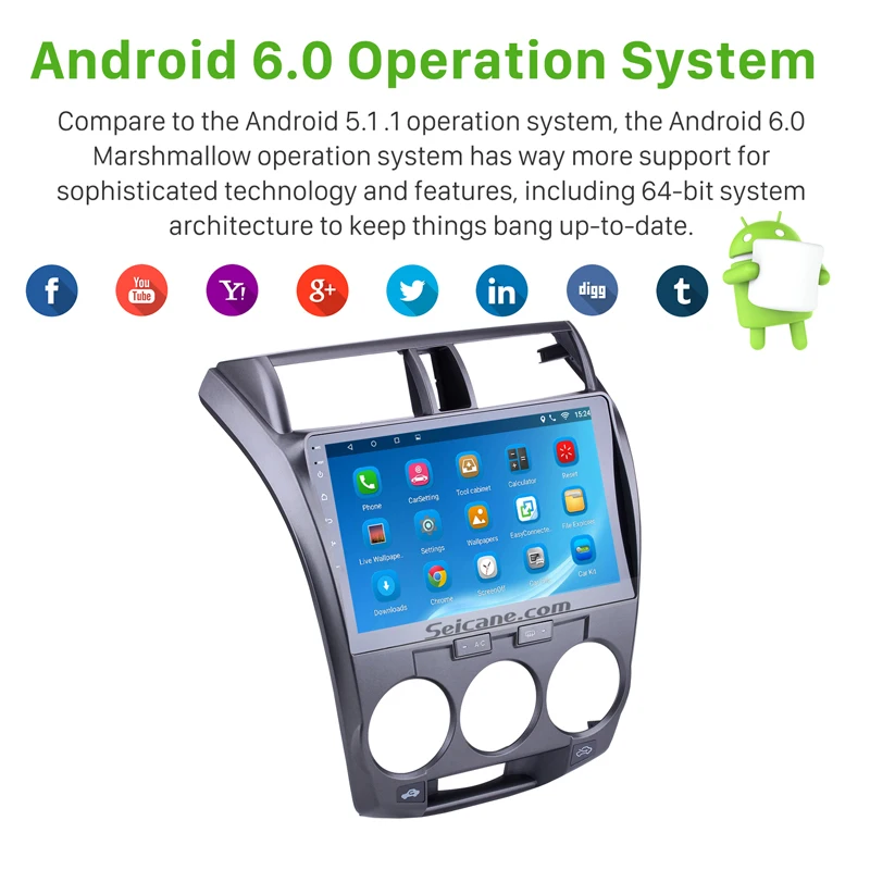 Seicane 2Din Android 6 0/7 1 10 &quotчетырехъядерный автомобильный Радио gps мультимедийный плеер