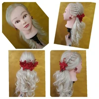training heads with 70 blonde white human hairs for curl iron tongs practice hairdressing mannequin dolls head hairstyling