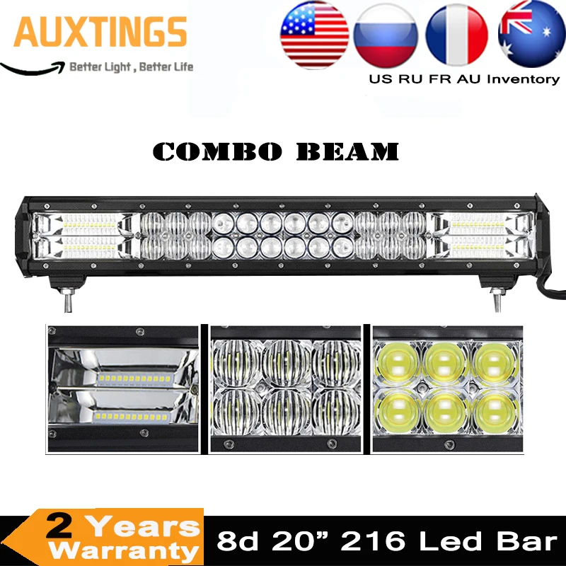 

8D 20inch 216W Led Light Bar Offroad 4x4 LED Work Light Combo for Motorcycle Tractor Boat Off Road 4WD 4x4 Truck SUV ATV 12V 24V