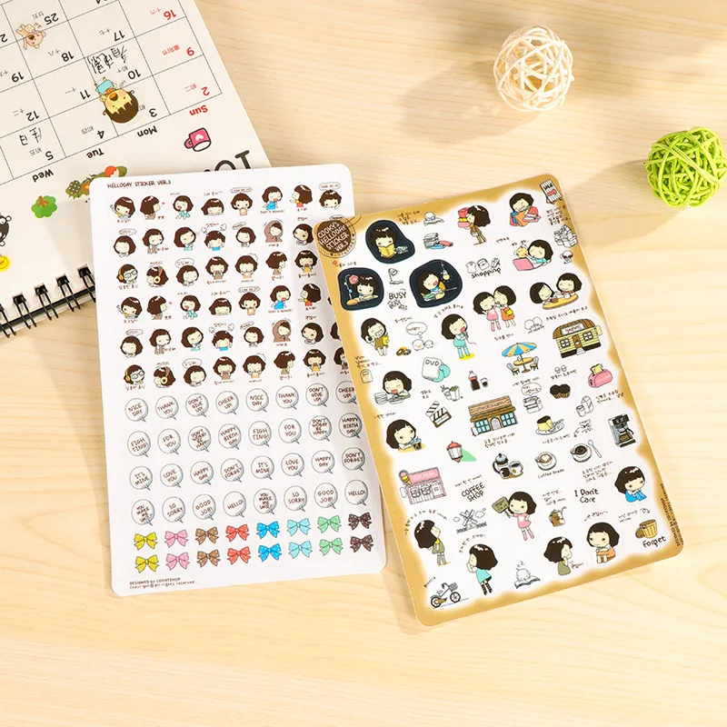 6 штук упак. милые корейские девушки Дневник DECO PACK Kawaii стикер планировщик s Note