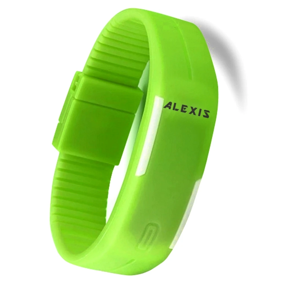 ALEXIS LED часы для мальчиков и девочек прямоугольный зеленый корпус часов