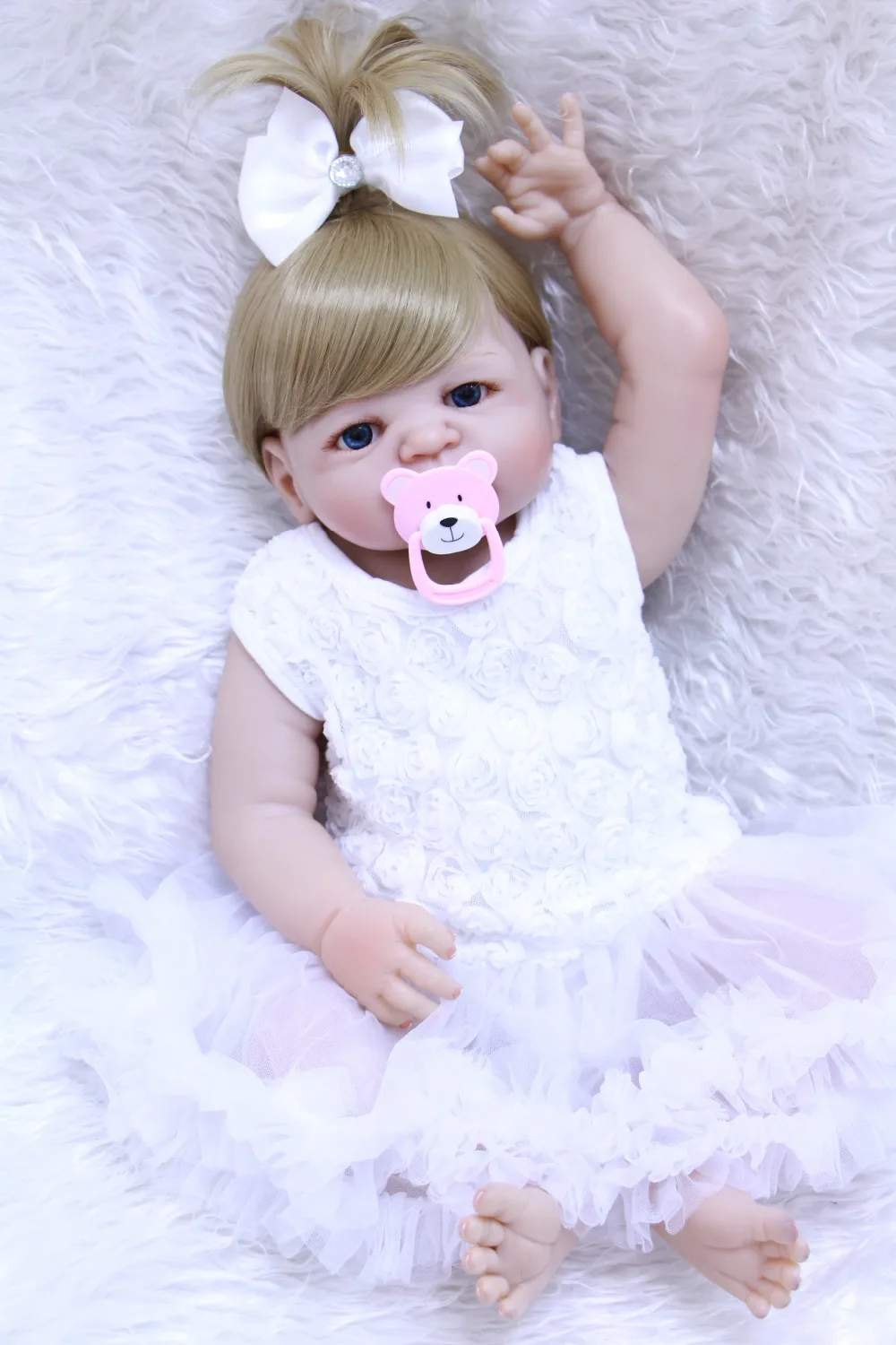 Настоящая 57 см силиконовая кукла для новорожденных девочек игрушка ванны