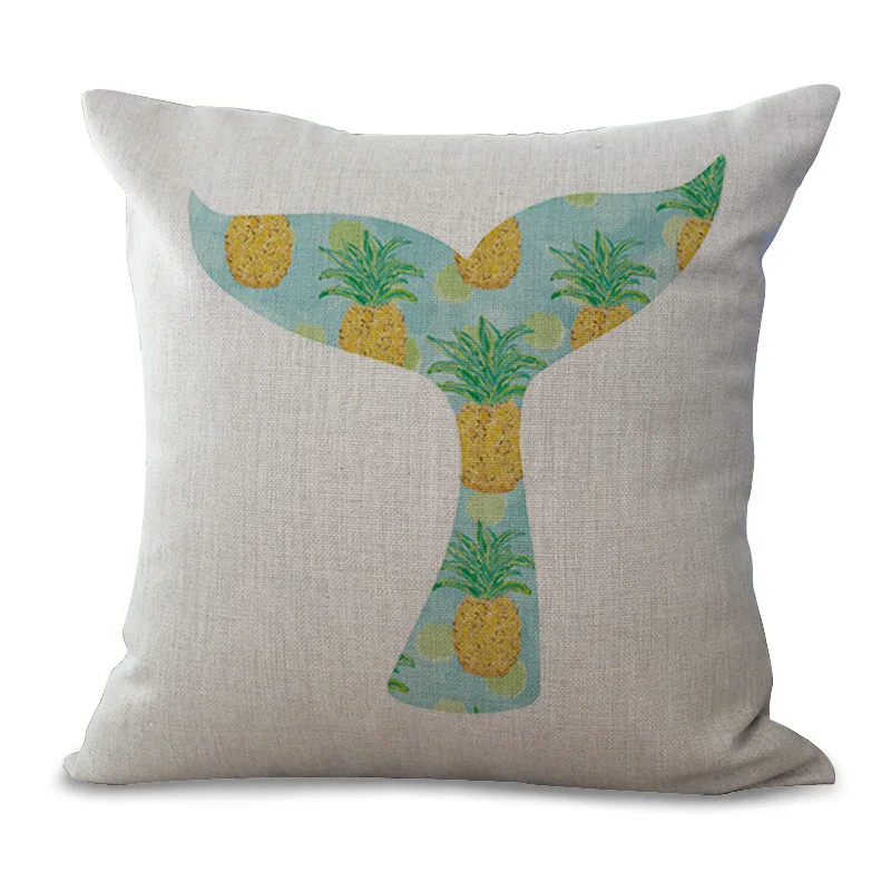 Чехол для подушки из хлопка и льна с рисунком Русалочки квадратный диван