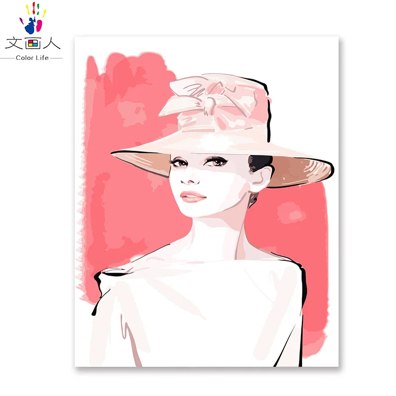 Audrey Hepburn Movie Star Pretty Heroine Figure Picture Diy Digital dil painting coloring by numbers with kits on canvas draw