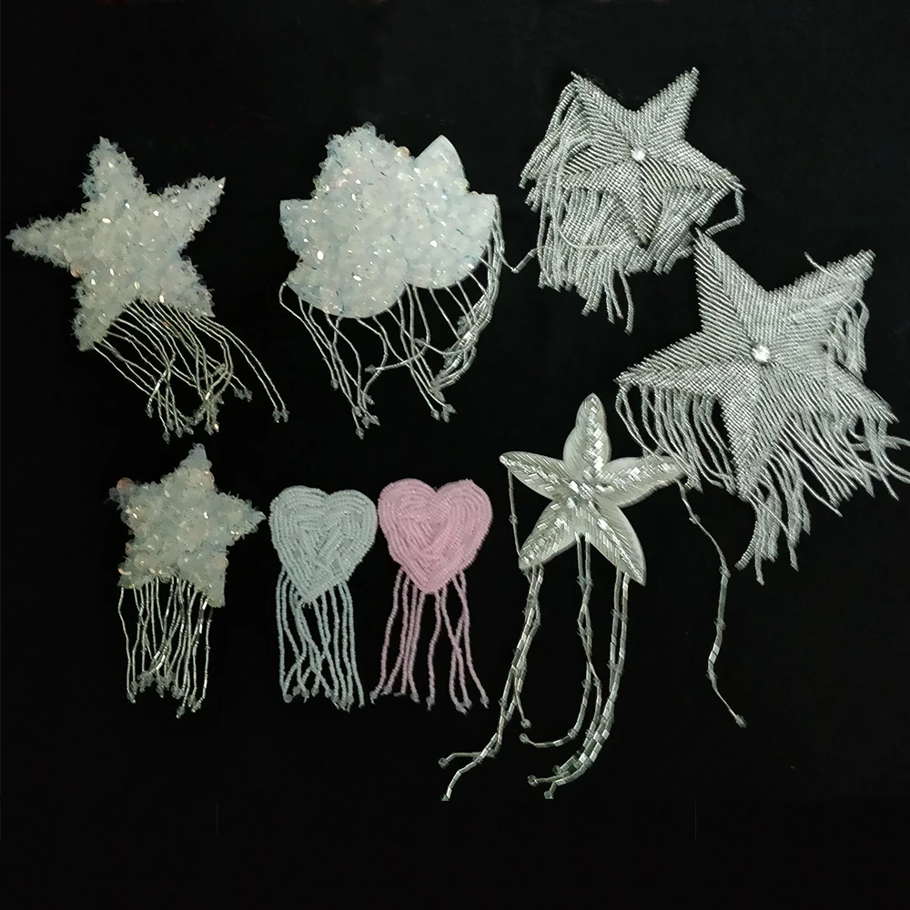 Ручные бусины звезда сердце блестки цветок бахрома плечевая доска аппликация