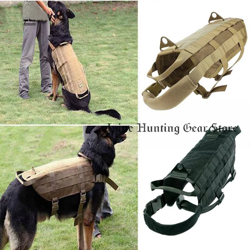 Охотничий военный боевой Молл жилет для собак тренировочный черный песок M L XL |