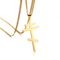 plain russian orthodox cross pendant necklace for men women stainless steel christian crucifix male decoration jewelry 24 chain