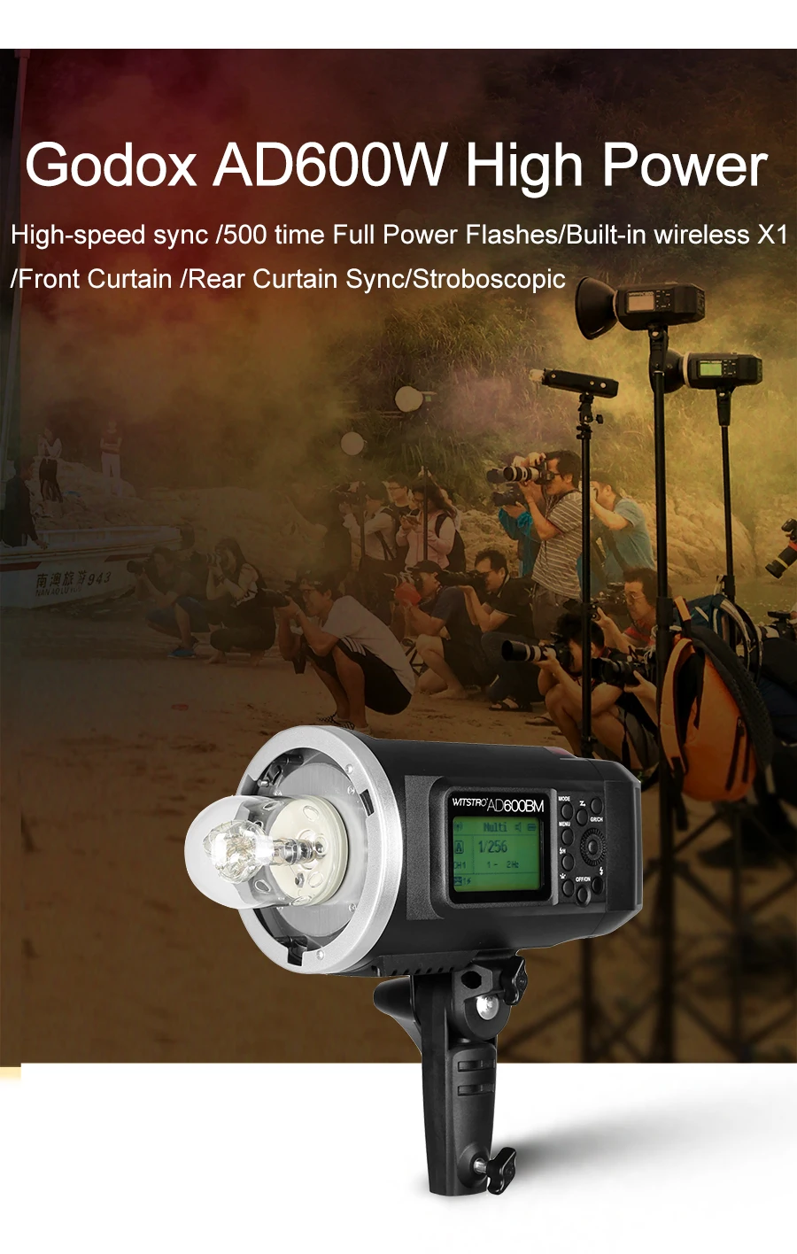 GODOX AD600BM HSS 2,4G беспроводной светильник для вспышки Speedlite, X1 передатчик, AD-H600B головка, сумка для переноски, светильник-подставка