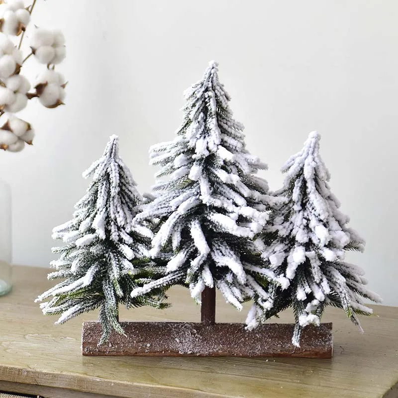 Three trees Рождественская искусственная мини-елка снежинка елка Рождественская поддельная елка настольные украшения для дома Новогодние украшения Navidad Декор - Цвет: Three trees