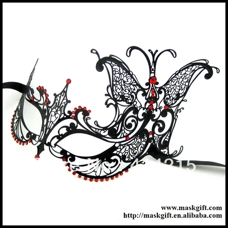 Бесплатная доставка черная блестящая Венецианская металлическая Маскарадная