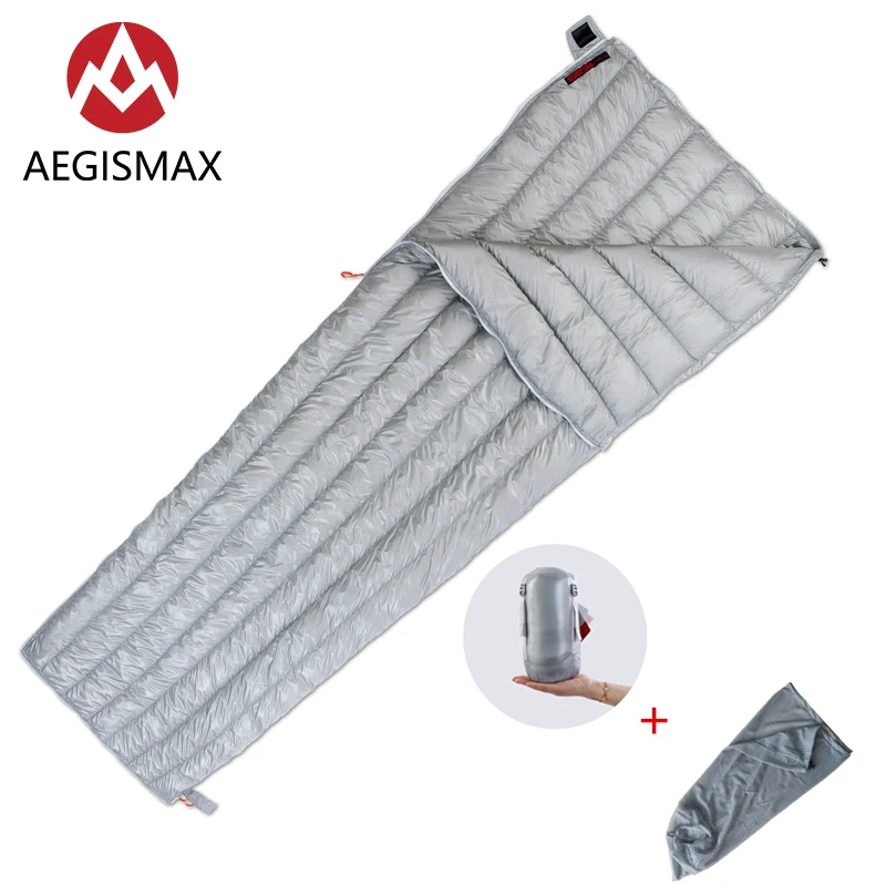 AEGISMAX E длинный серый/черный спальный мешок для отдыха на природе, спальный мешок для взрослых на весну, осень, лето, трехсезонный нейлоновый спальный мешок