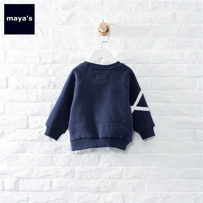 Mayas 2019 Fashion Blue Boys Winter Warm Sweatshirts Girls Basic Thickening New Shirts Kids Loose Cotton Cool Causal Tops 81256 | Детская