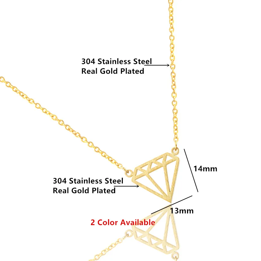 

Wholesale 10pcs/lot Bohemian Jewelry Geometric Triangle Cone Shape Necklaces & Pendants Stainless Steel Gold Chain Collar Mujer