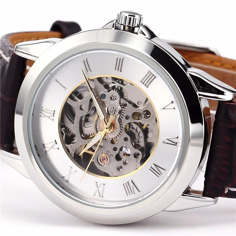 SHENHUA механические скелет черный золотой Чехол Мужские часы Мужские Montre Homme Relogio Masculino