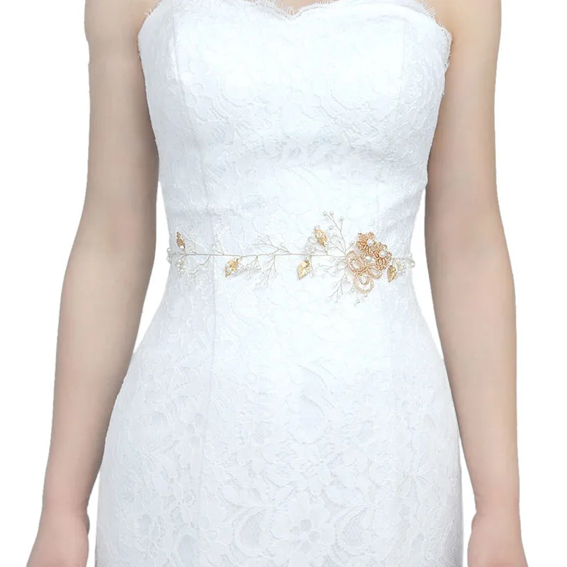Fashion Bridal Belt Headband Beaded Wedding Accessories Flowers And Pearl For Women Dress Thin Party | Свадьбы и торжества