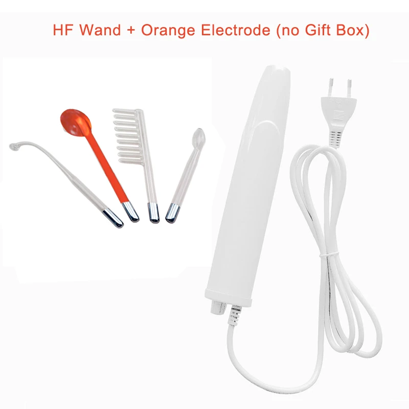 Orange Electrode 4 в 1 высокочастотное средство для удаления кожи лица Уход за лицом спа салон прибор для лечения акне+ 1 ЕС адаптер Glaselektrode - Цвет: Orange Electrode