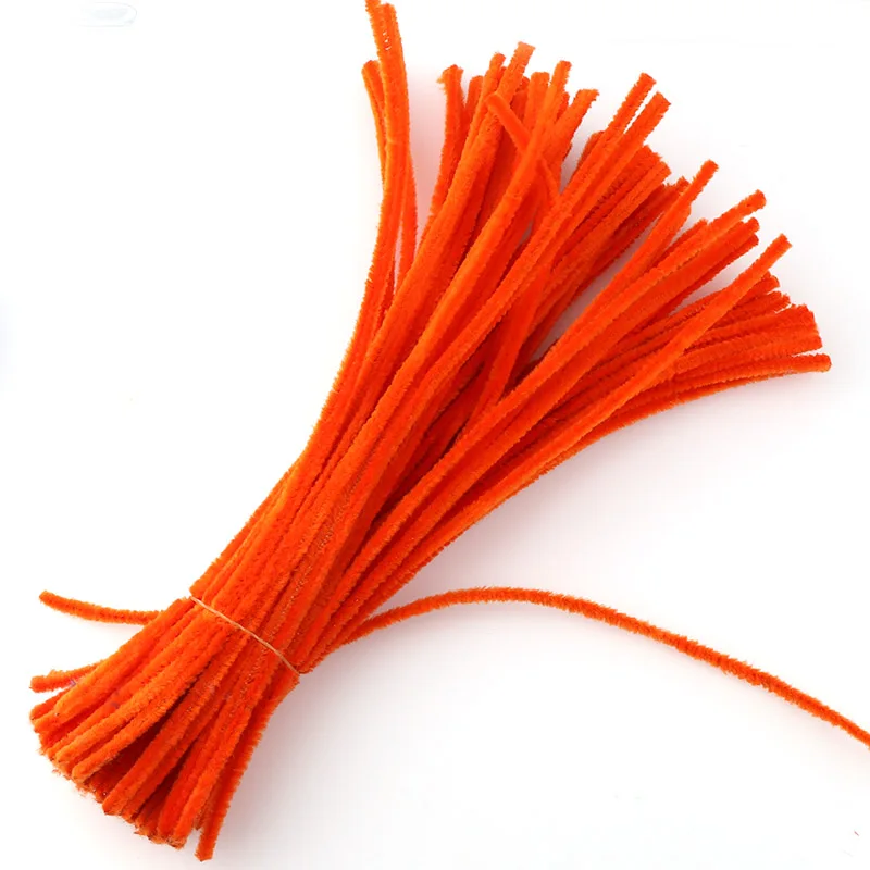 Orange red 100 шт 6 мм стебли синели, очистители труб Дети плюшевая обучающая игрушка ремесла красочные трубы очиститель игрушки ручная работа, сделай сам, ремесло - Цвет: Orange red
