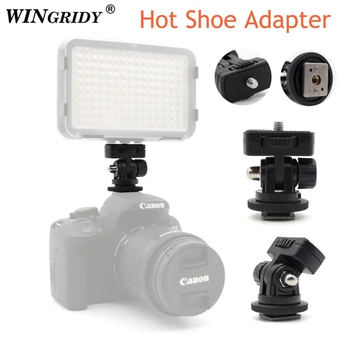 Винтовое крепление WINGRIDY Professional 1/4 ", адаптер для горячего башмака, регулируемый угол для DSLR камеры, Canon, Nikon, светодиодный светильник, монитор