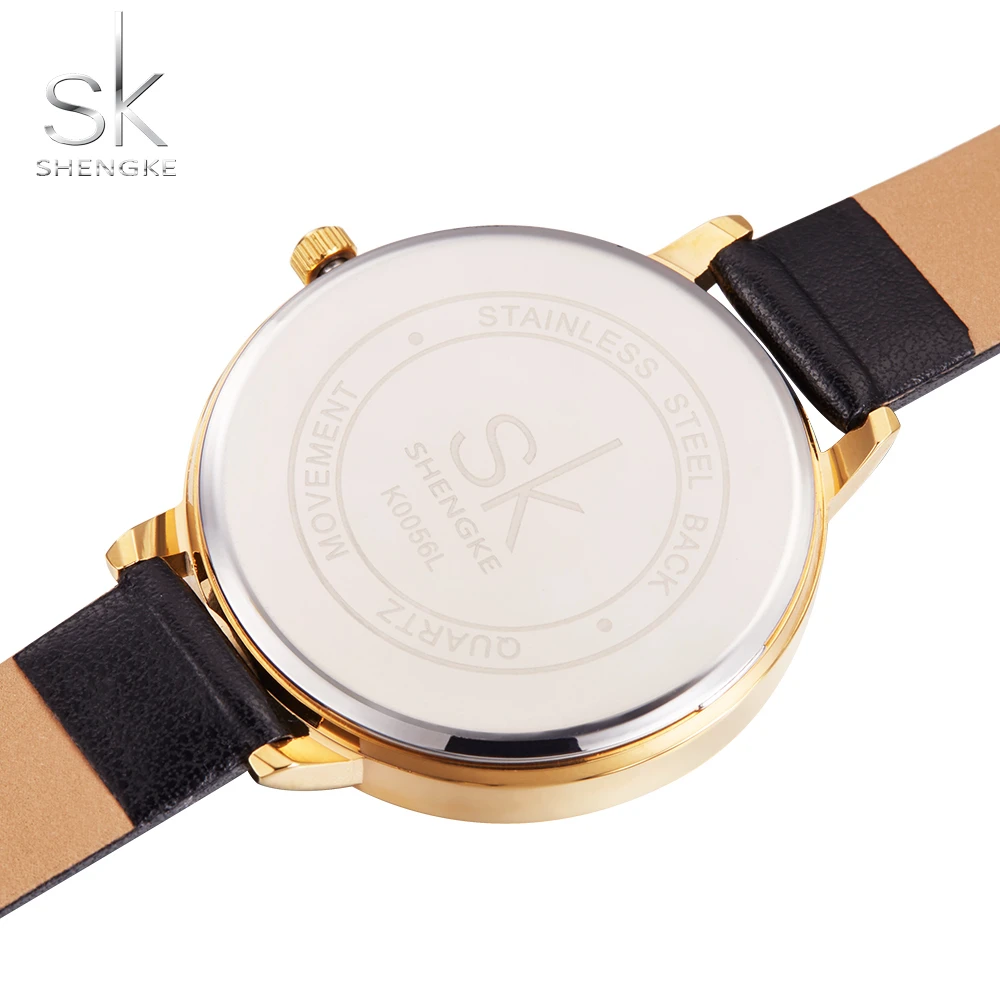 Часы женские кварцевые золотистые из нержавеющей стали с кожаным