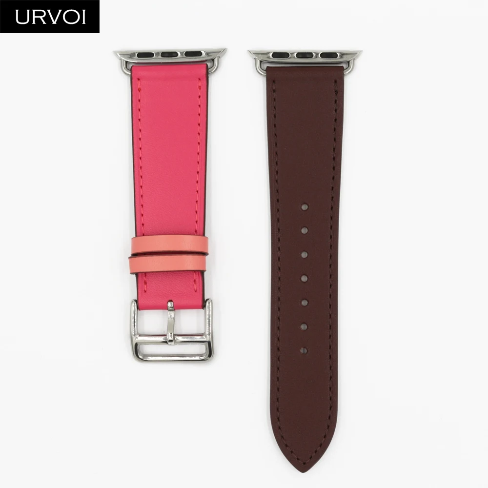 Bordeaux R R URVOI кожаный ремешок для apple watch series 5 4 3 2 1 один тур для наручных часов iwatch, плечевой ремень на запястье с классическим дизайном Nior 40/44 мм - Цвет ремешка: Bordeaux R R