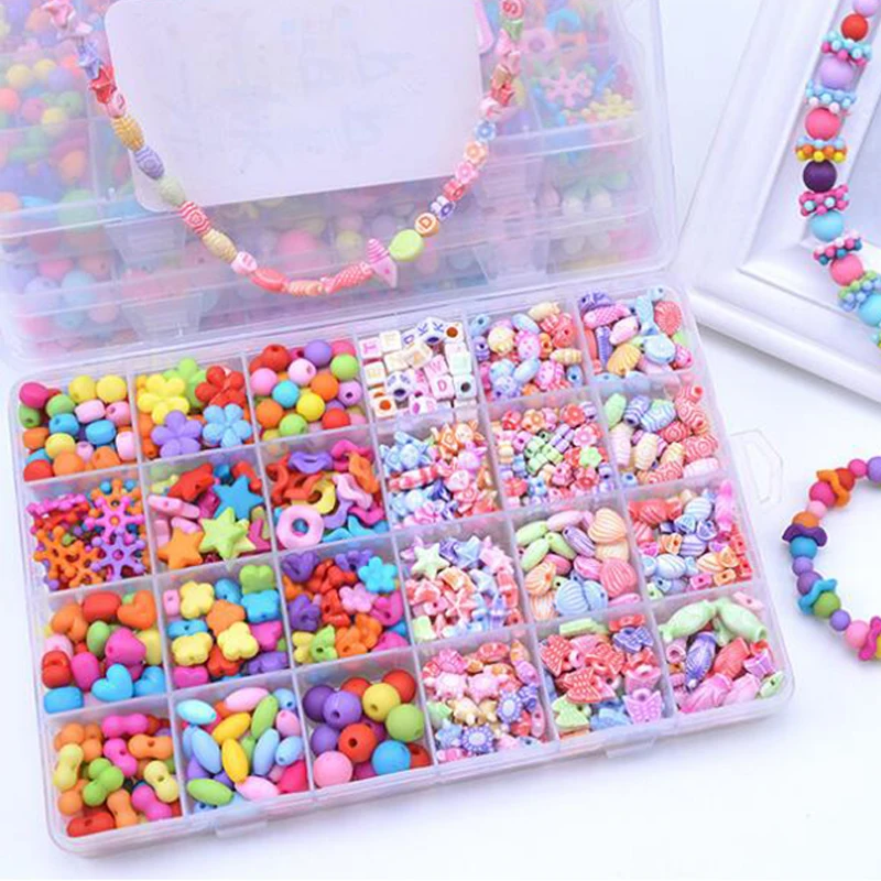 DIY Beads Colourful Jewellery Jewel Handmade Hairpin Bracelet Necklace Girl Gift Children's Toys 24 lattice | Игрушки и хобби