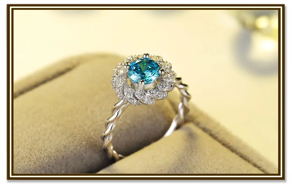 ORSA JEWELS Роскошные сережки-гвоздики серебряного цвета с микро проложенным 0.7ct синим AAA кубическим цирконием, цветочные серьги для женщин OE151