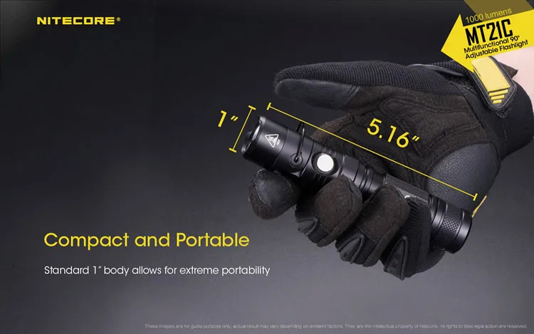 NITECORE MT21C Многофункциональный фонарь CREE XP-L HD V6 max 1000 люмен 90 градусов регулируемый фонарь с батареей 18650
