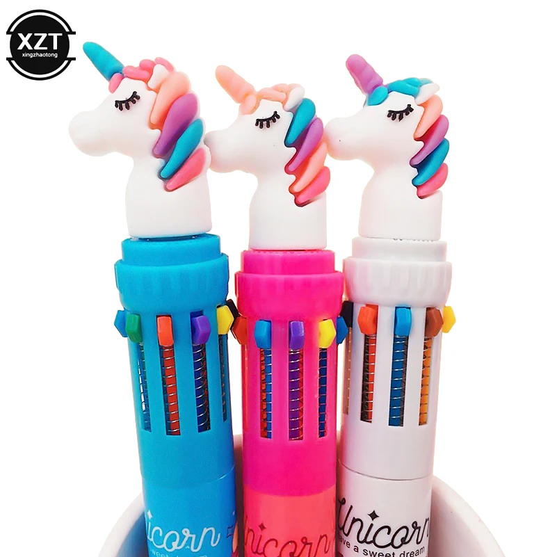 Разноцветные разноцветные шариковые ручки для письма 10 цветов милые офисные и