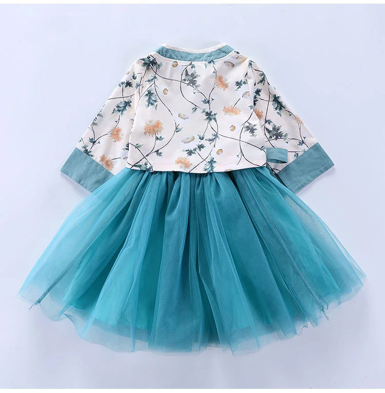 Hanfu/комплект одежды для девочек, коллекция года, новое весеннее детское пышное платье принцессы с длинными рукавами+ пальто, костюмы из 2 предметов для девочек, китайский style2-10T