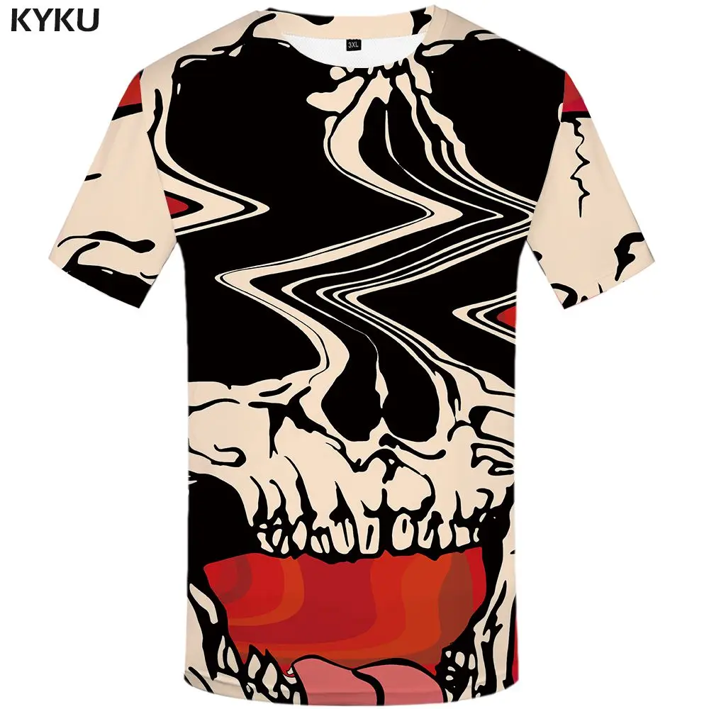 3d t shirt 16 Повседневная мужская футболка KYKU, черная футболка с 3D-принтом черепа и флага Великобритании, в стиле панк-рок, лето - Цвет: 3d t shirt 16