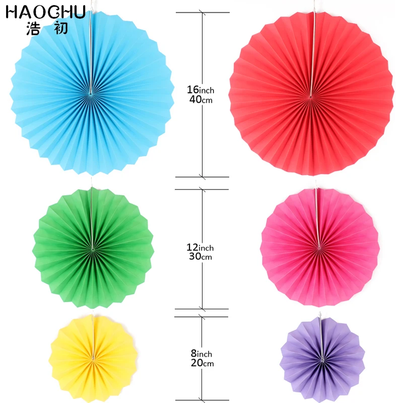 HAOCHU 6 шт./компл. DIY Свадебные аксессуары разных размеров бумажные веерные цветы
