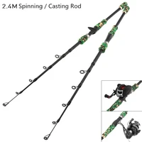 2 4m camouflage carbon fiber lure fishing rod spinning casting rod 6 section telescopic ultra light travel fishing pole