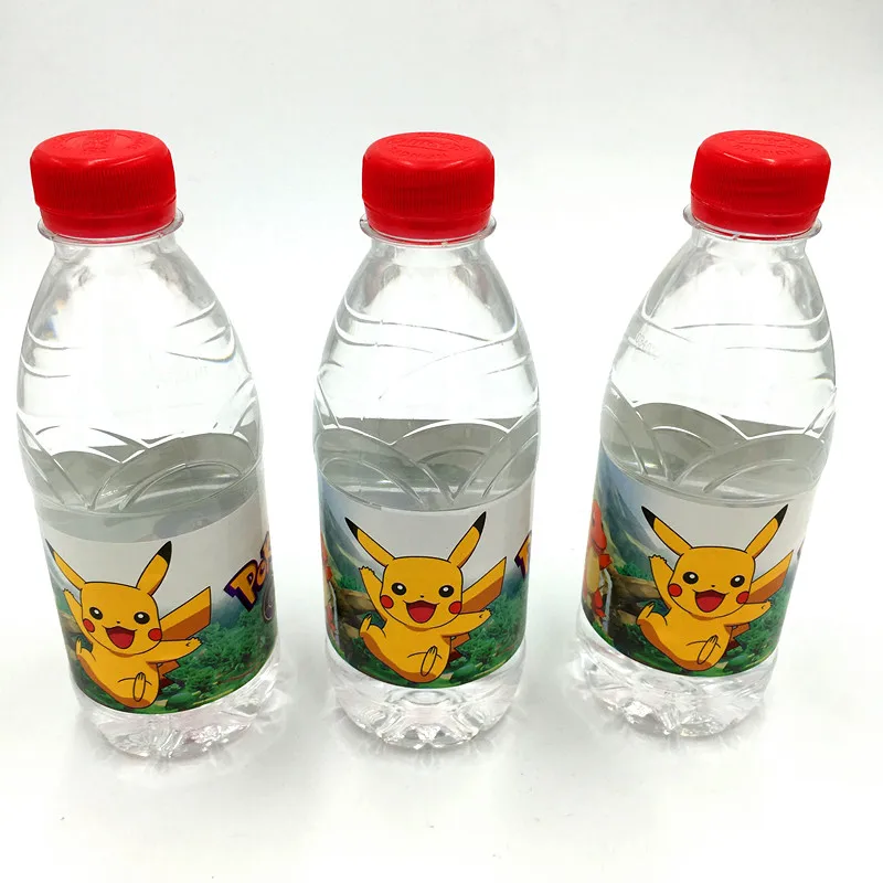 6 шт./лот POKEMON GO Детские вечерние этикетки на бутылки для воды дня рождения