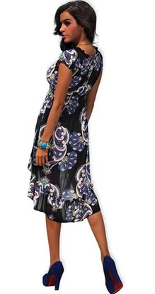 M XXL Plus Size 2014 New European Fashion Women Floral Print Bohemian Maxi Long Irregular Beach Dress Summer Casual 4189 | Женская