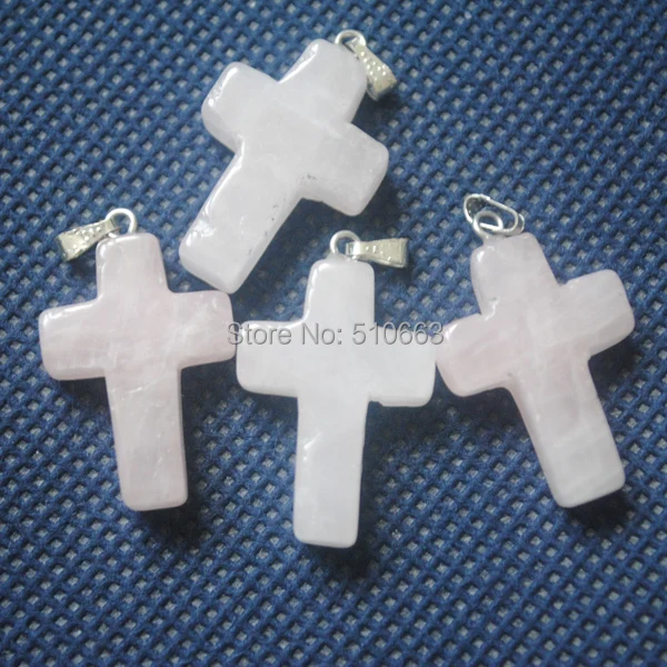 

50 Pieces/Lot,Rosees Quartzs Stone Pendant,Size: 18x25mm,Cross Pendant