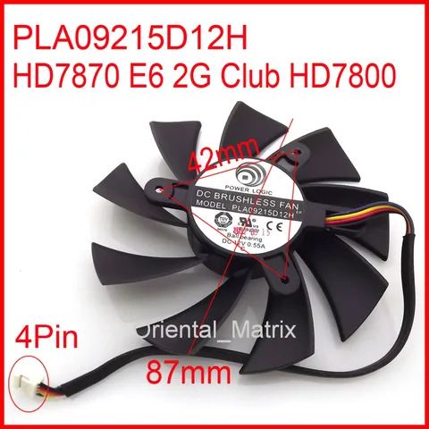 Бесплатная доставка, PLA09215D12H, 12 В, 0,55 А, 87 мм, 4 контакта, 4 провода, для кулера Dataland HD7870 E6 2G Club HD7800