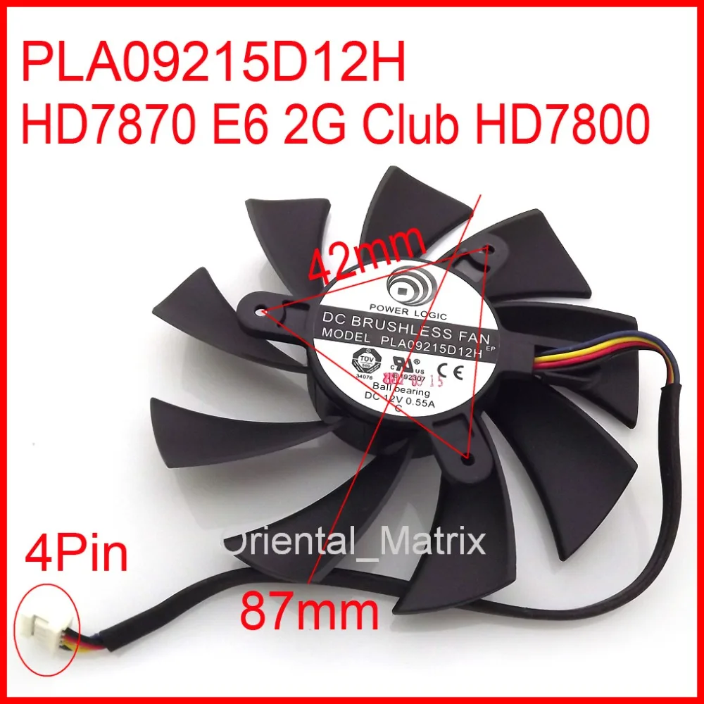 Кулер для охлаждения PLA09215D12H 12 В 0.55A 87 мм 4Pin 4 провода dateland HD7870 E6 2G Club HD7800|cooling fan|fan