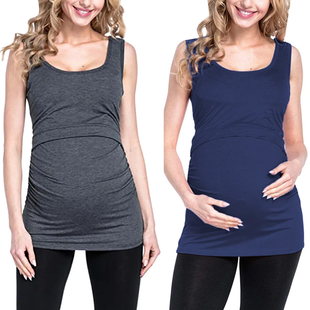

LONSANT Maternity clothes Women layered Nursing Breastfeeding vest solid Pregnant T-Shirt summer Maternity Top Blouse