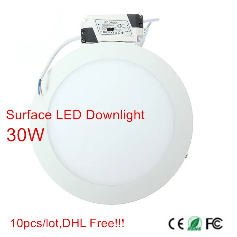 10pcs 9W 15W 25W 30W Surface Mouted Ceiling LED Downlight Panel LED Light with driver AC85-265V High Lumens DHL Free!!!