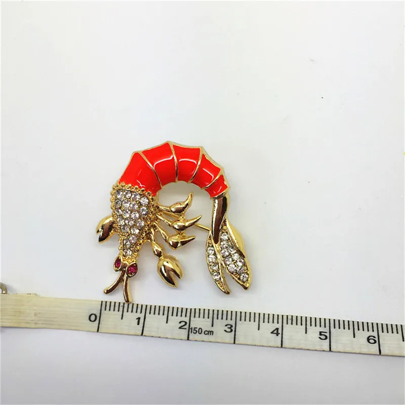 Модная новинка красная синяя эмалированная брошь в виде раков животных оптовая